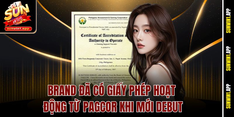 Sunwin đã có giấy phép hoạt động từ PAGCOR khi mới debut